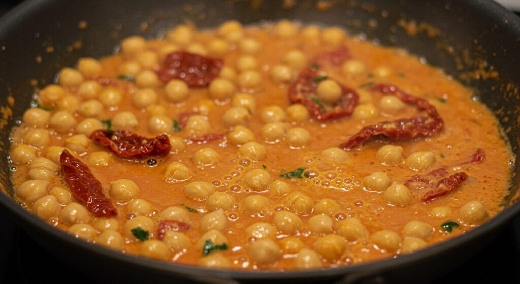vegan marry me chickpeas with sun dried tomatoes